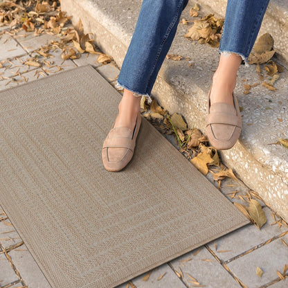 Adiva Rugs Outdoor Indoor Area Rug, Weather Resistant, Easy to Clean, Stain Resistant Floor Mat for Dining Room, Backyard, Deck, Patio (Wooden, 9' x 12')