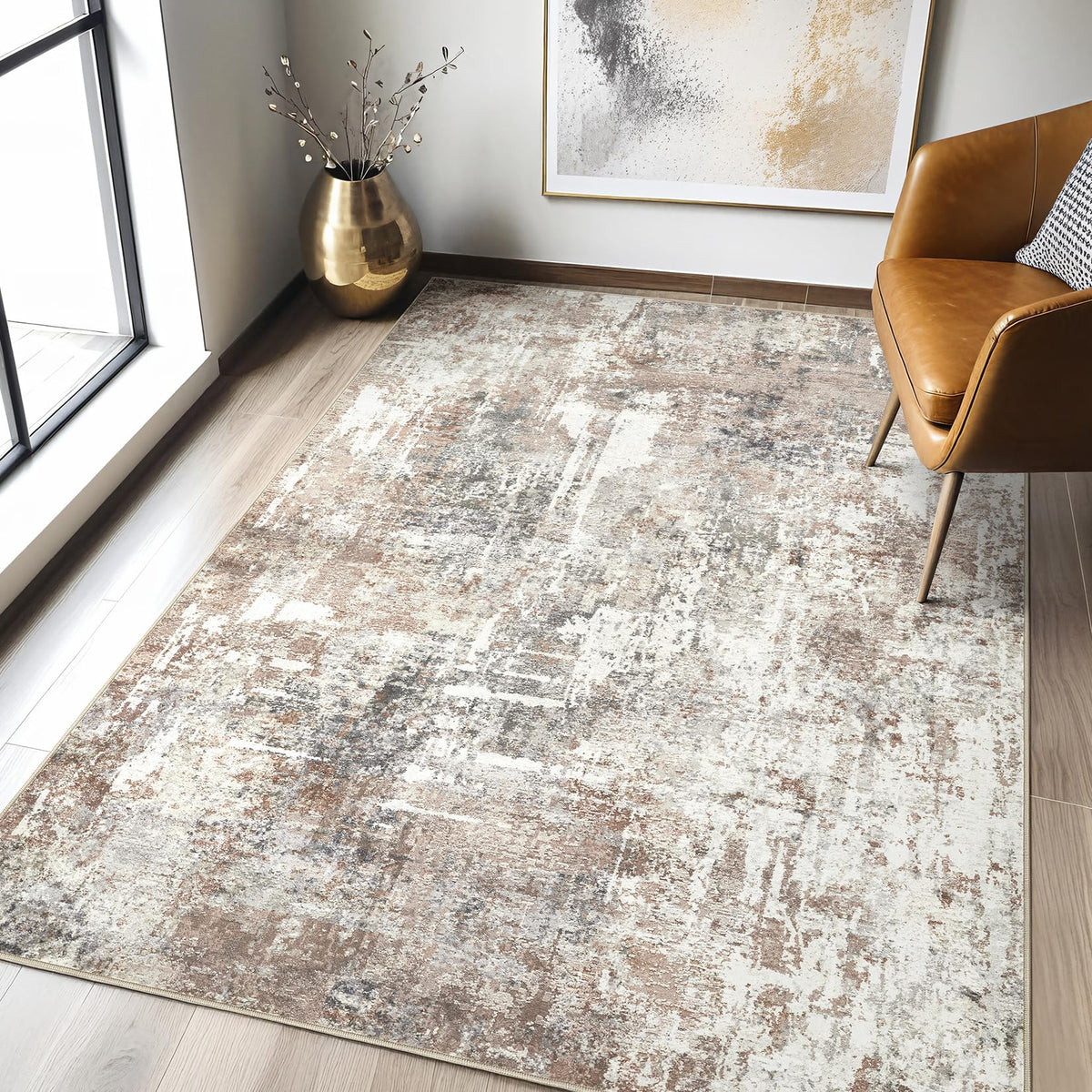 LOONGRUG 10x14 Area Rugs Washable Large Neutral Modern Living Room Rug
