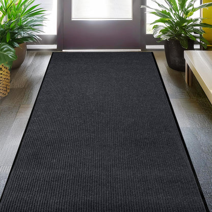 MaxMat® Heavy Duty Entry Floor Mat - Large Commercial, Indoor/Outdoor, Waterproof, Easy to Clean, Low-Profile Door Mat (4 x 6 Feet, Brown, MXM-RIB0046BR)