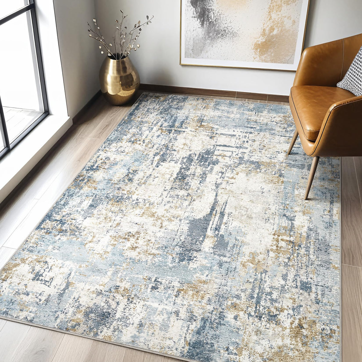 LOONGRUG 10x14 Area Rugs Washable Large Neutral Modern Living Room Rug