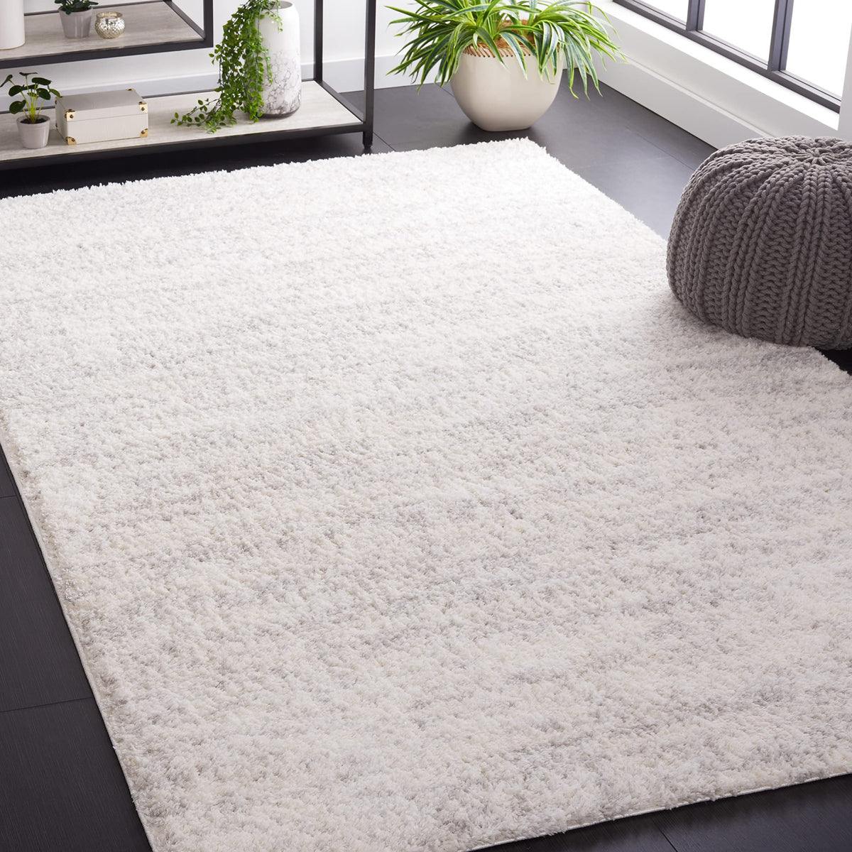 SAFAVIEH Berber Shag Rug 8x10, Large Ivory & Beige BER563A