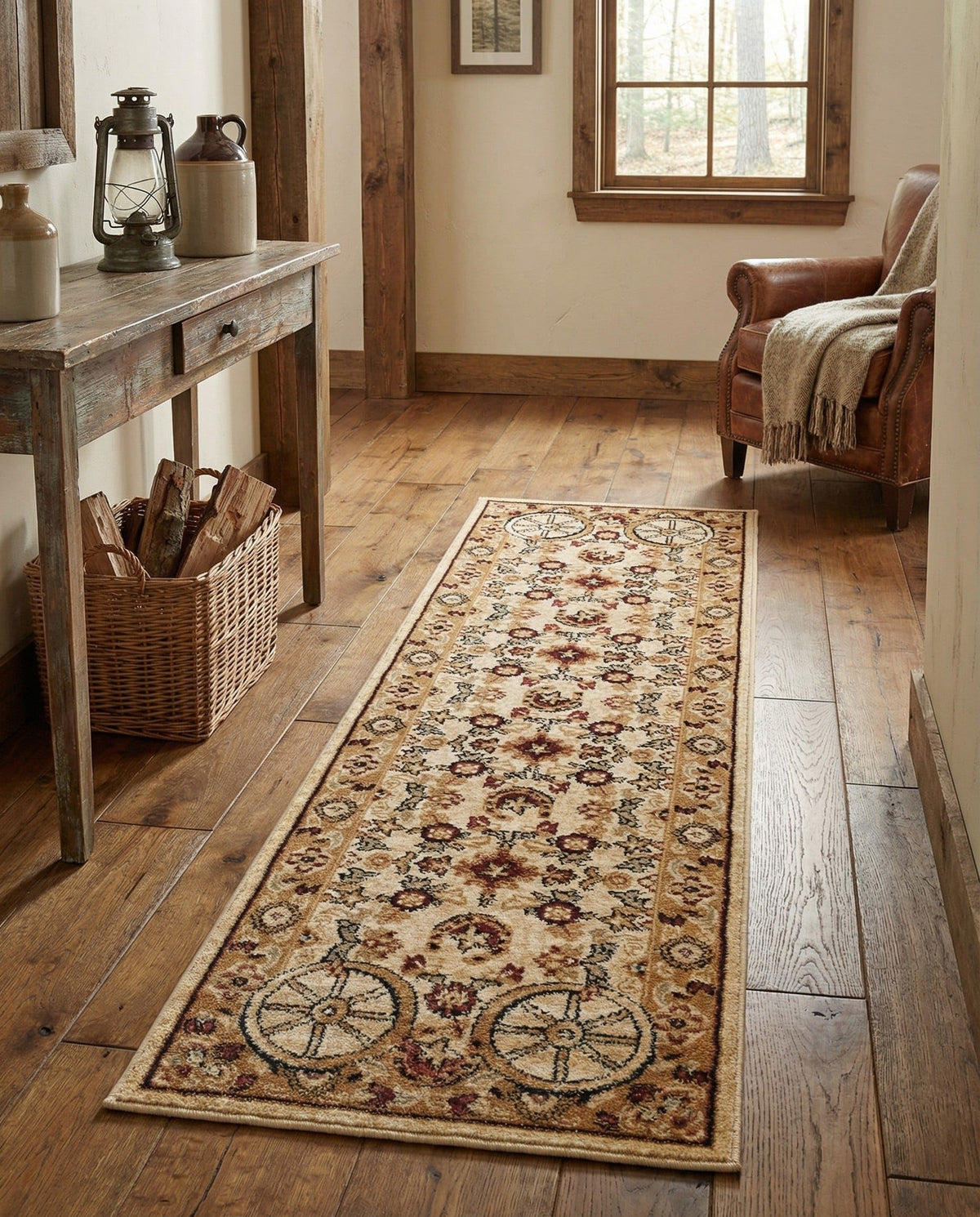 Rugs.com - Pioneer Rug – 5 Ft Square Ivory Easy-Clean Rug – Rustic Decor for Living Rooms, Bedrooms, and Entryways