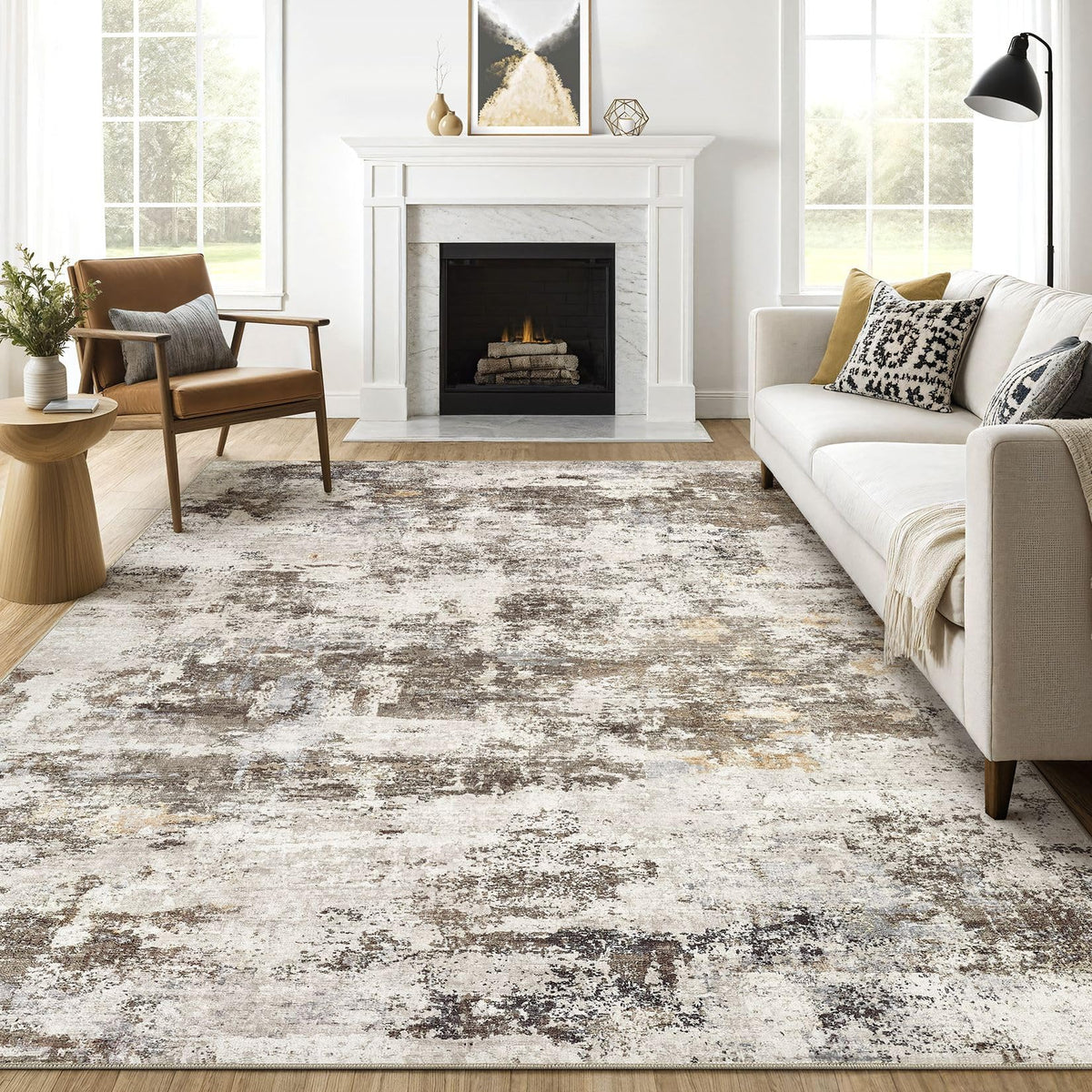 LOONGRUG 10x14 Area Rugs Washable Large Neutral Modern Living Room Rug