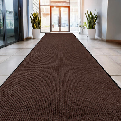 MaxMat® Heavy Duty Entry Floor Mat - Large Commercial, Indoor/Outdoor, Waterproof, Easy to Clean, Low-Profile Door Mat (4 x 6 Feet, Brown, MXM-RIB0046BR)