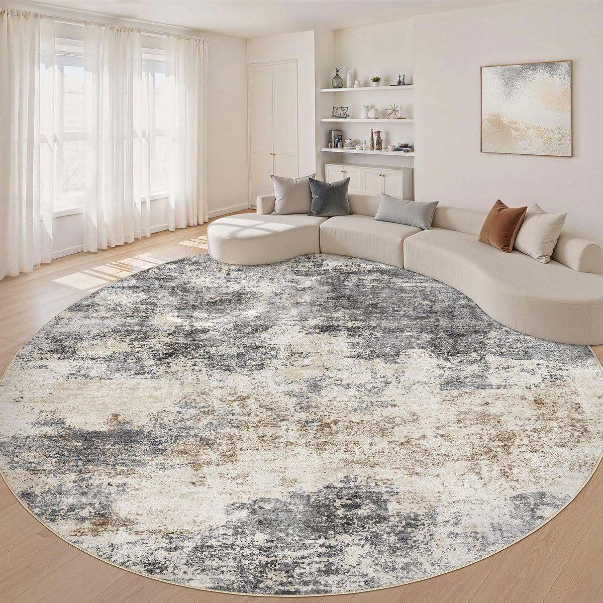 LOONGRUG 10x14 Area Rugs Washable Large Neutral Modern Living Room Rug