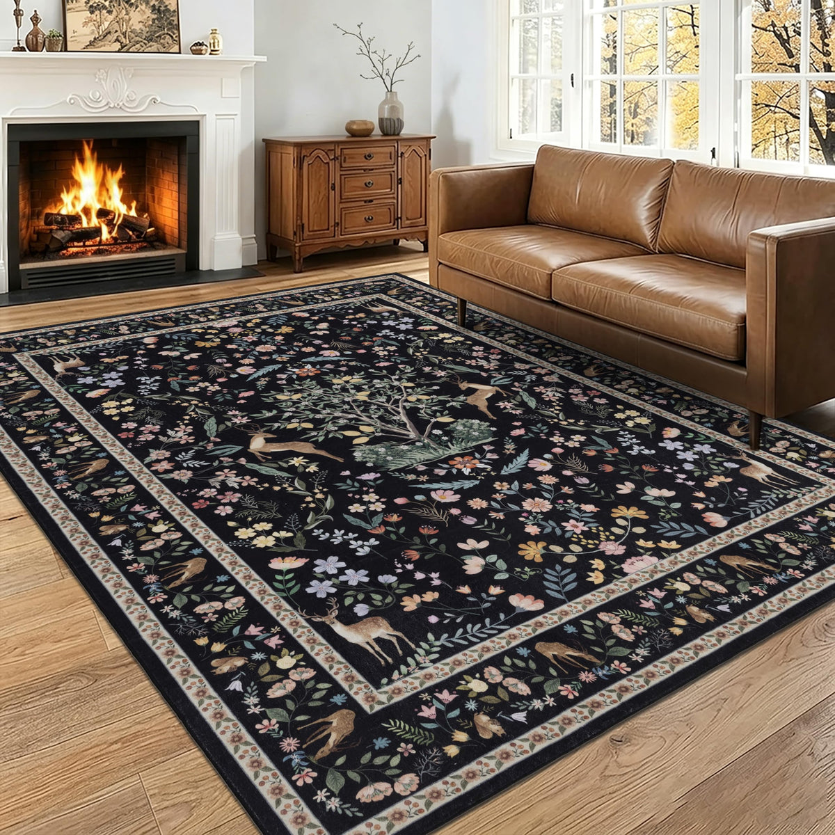 RCTJHOME 9x12 Brown Vintage Oriental Washable Area Rug Non-Slip Soft Carpet