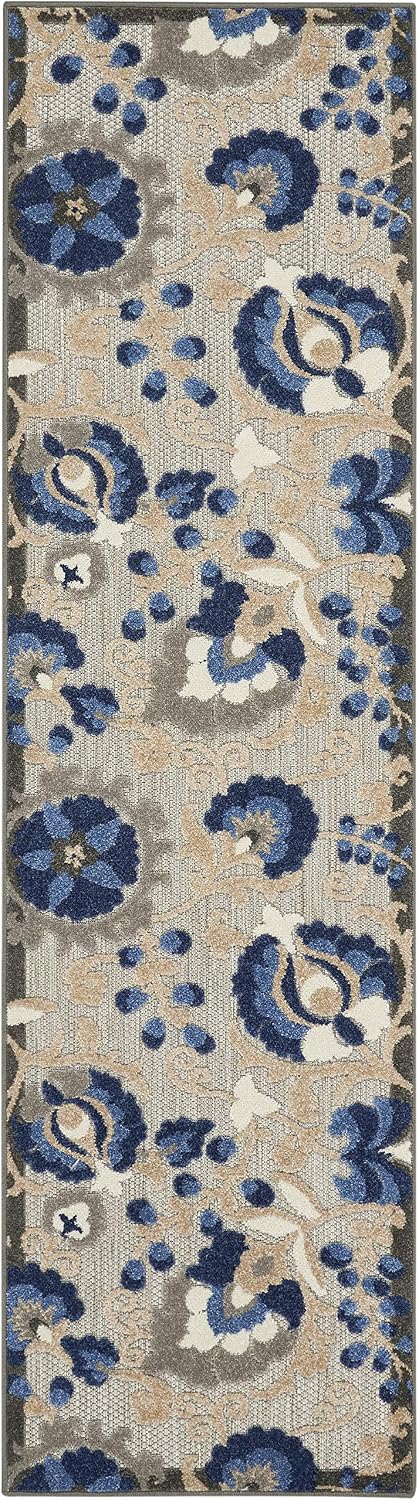 Nourison Home Aloha Natural Blue 2'3" x 10' Area Rug - Easy Clean, Non Shedding, Bed Room, Living Room, Dining Room, Kitchen (10' Runner)