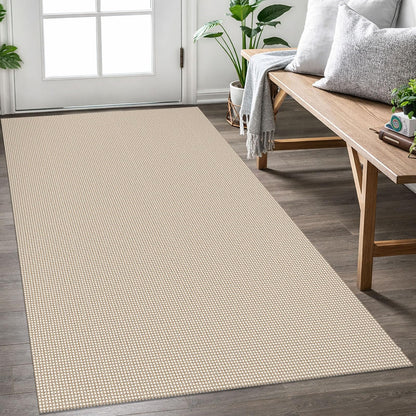 EARTHALL Woven Area Rug 3x5 Ft Washable Rugs for Entryway Braided Non Slip Rubber Backed Throw Rugs Door Mat Indoor Outdoor Entrance Cotton Carpet for Kitchen Foyer Front Door, Orange/Tan/Brown