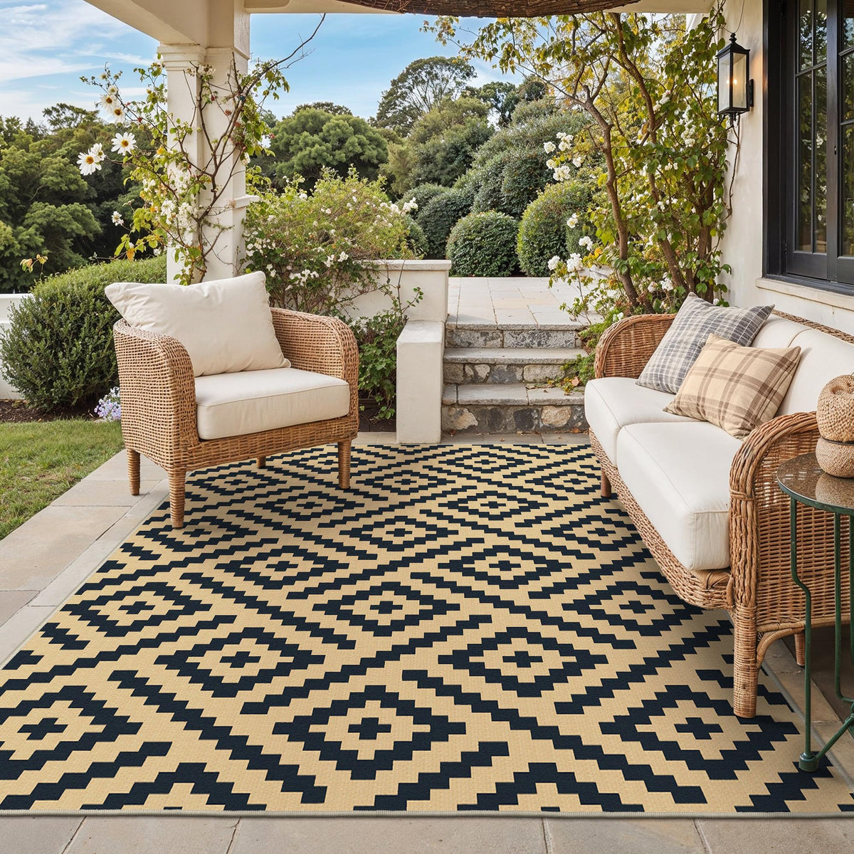 GENIMO Outdoor Rug, Waterproof Plastic Rugs for Patio, 5'x8' Cloud Grey