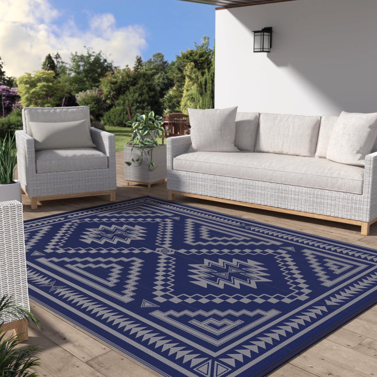 GENIMO Outdoor Rug, Waterproof Plastic Rugs for Patio, 5'x8' Cloud Grey