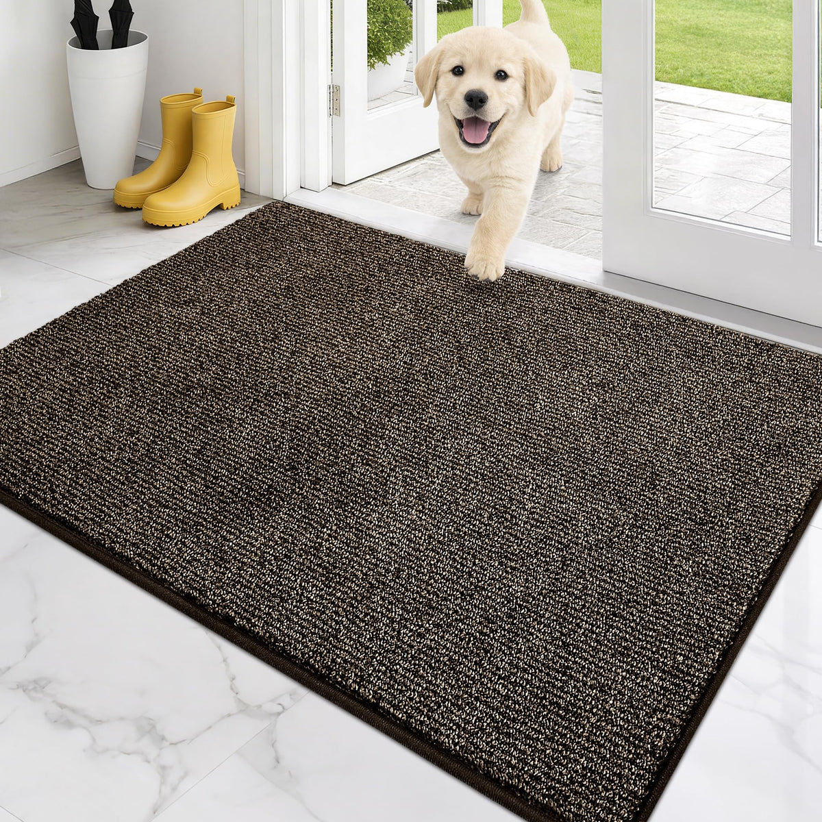 PURRUGS Dirt Trapping Indoor Door Mat, 20" x 31.5", Heathered Charcoal