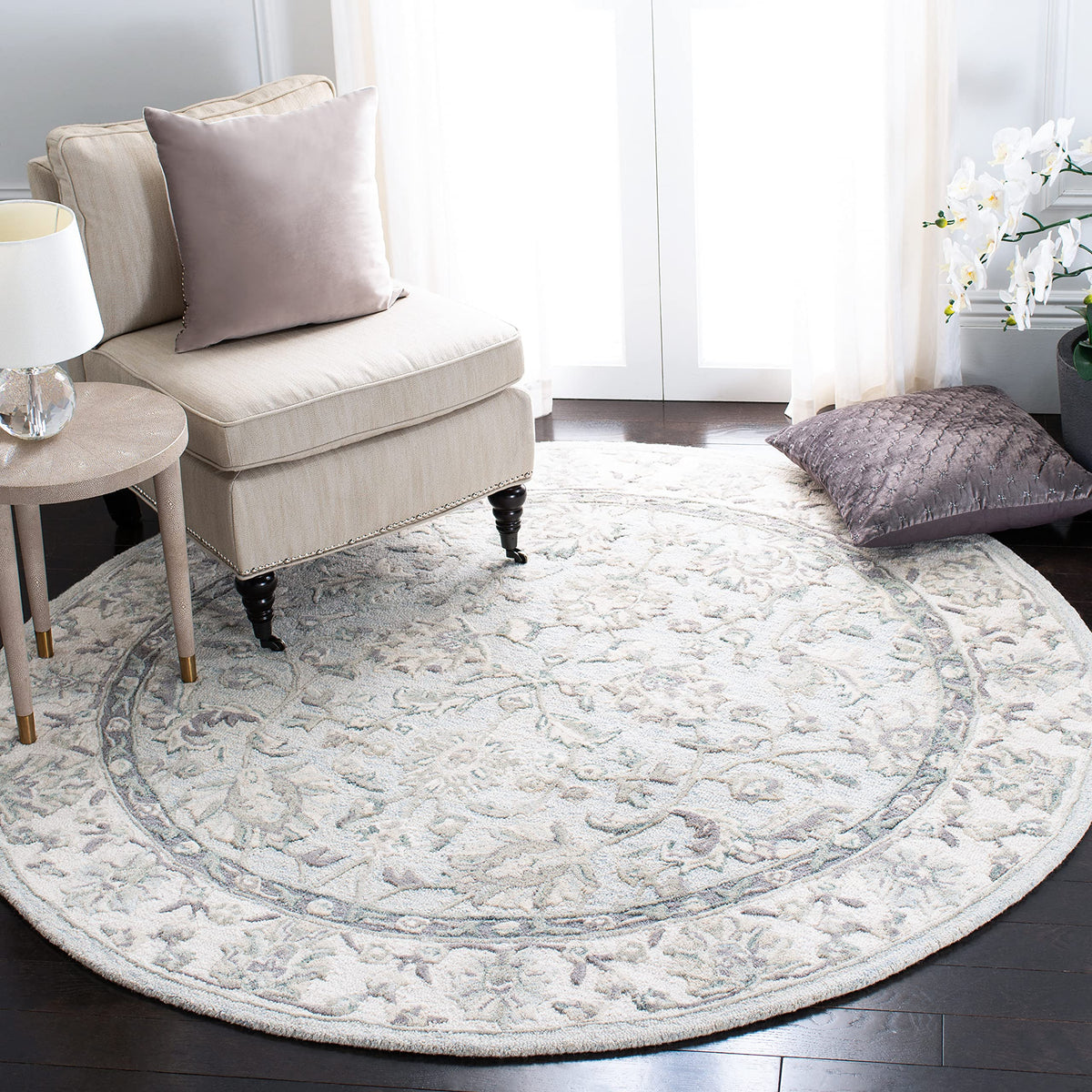 SAFAVIEH Glamour Collection 9' x 12' Ivory/Grey GLM628A Handmade Premium Wool Area Rug