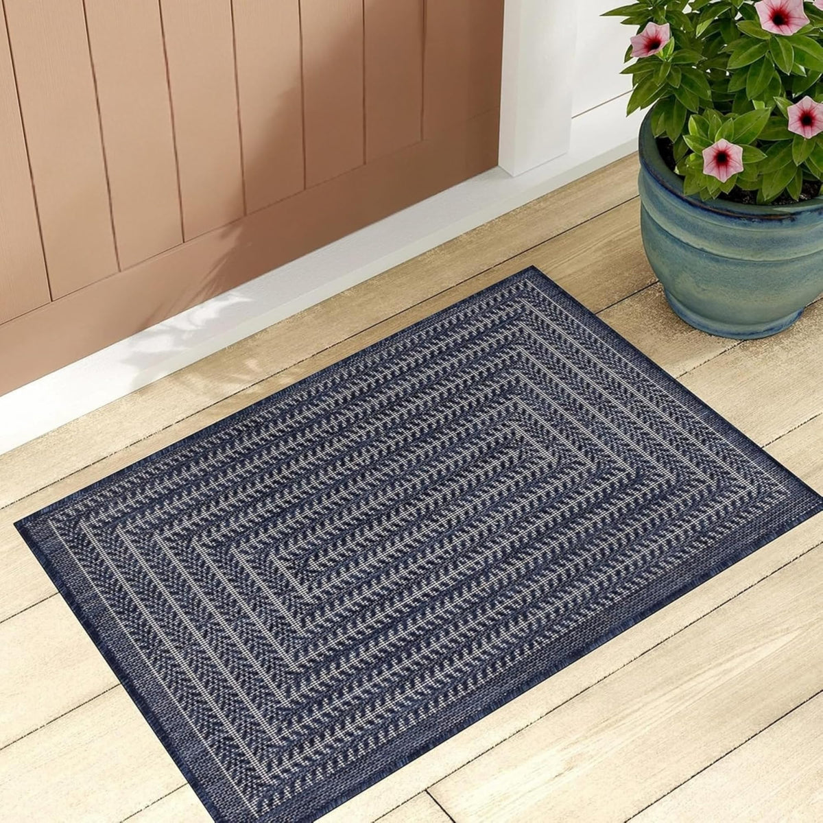 Adiva Rugs Outdoor Indoor Area Rug, Weather Resistant, Easy to Clean, Stain Resistant Floor Mat for Dining Room, Backyard, Deck, Patio (Wooden, 9' x 12')
