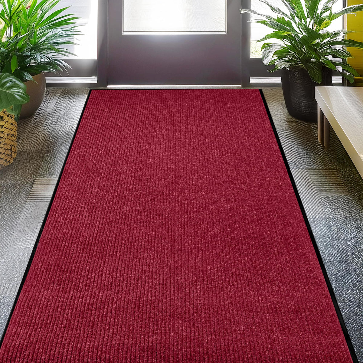 MaxMat® Heavy Duty Entry Floor Mat - Large Commercial, Indoor/Outdoor, Waterproof, Easy to Clean, Low-Profile Door Mat (4 x 6 Feet, Brown, MXM-RIB0046BR)
