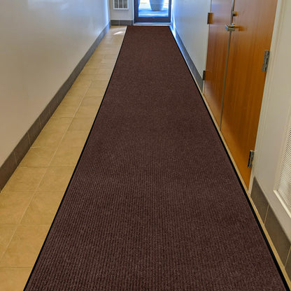 MaxMat® Heavy Duty Entry Floor Mat - Large Commercial, Indoor/Outdoor, Waterproof, Easy to Clean, Low-Profile Door Mat (4 x 6 Feet, Brown, MXM-RIB0046BR)