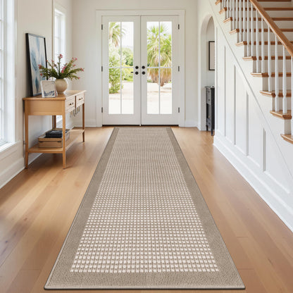 Ileading Laundry Room Runner Rug 2'x6' Non Slip Farmhouse Kitchen Floor Mats with Rubber Backing Machine Washable Beige Indoor Decor Carpet for Doormat Hallway Entryway Petmat Garage Balcony