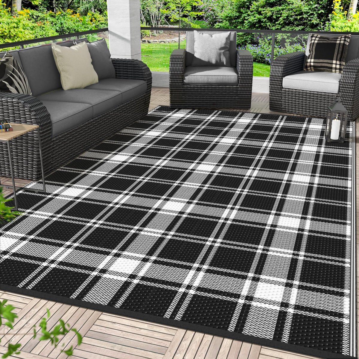 GENIMO Outdoor Rug, Waterproof Plastic Rugs for Patio, 5'x8' Cloud Grey