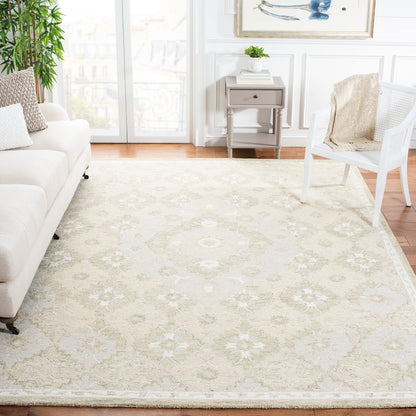 SAFAVIEH Area Rug 8x10 - Micro-Loop Collection - Large - Beige & Grey, Handmade Wool, Ideal for Living Room, Bedroom, Office, Dining Space (MLP377B)