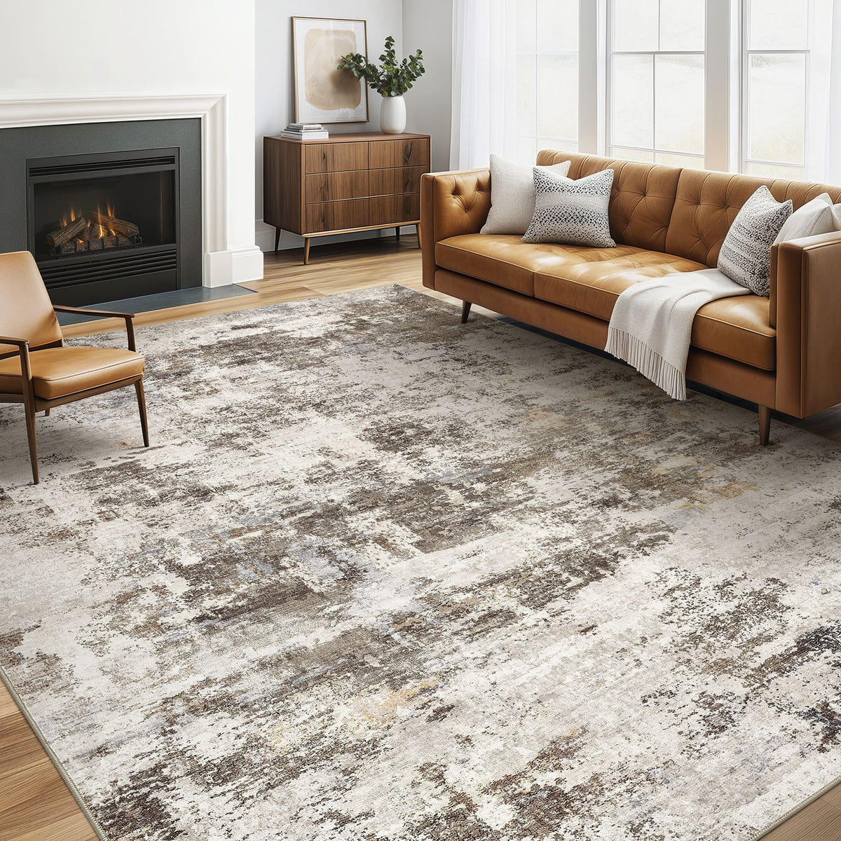 LOONGRUG 10x14 Area Rugs Washable Large Neutral Modern Living Room Rug