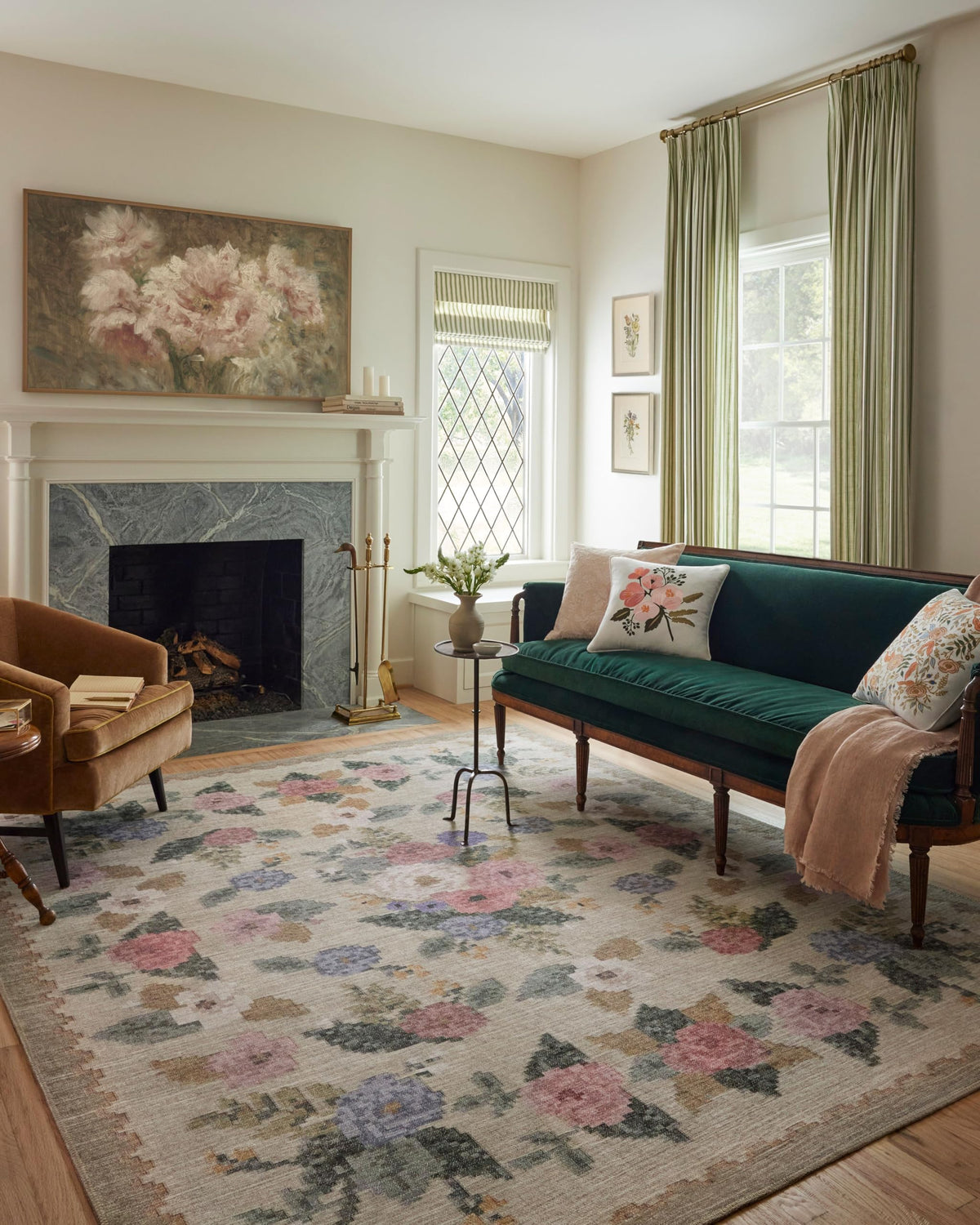 Loloi Rifle Paper Co Rosa Navy 7'-6" x 9'-6" Area Rug
