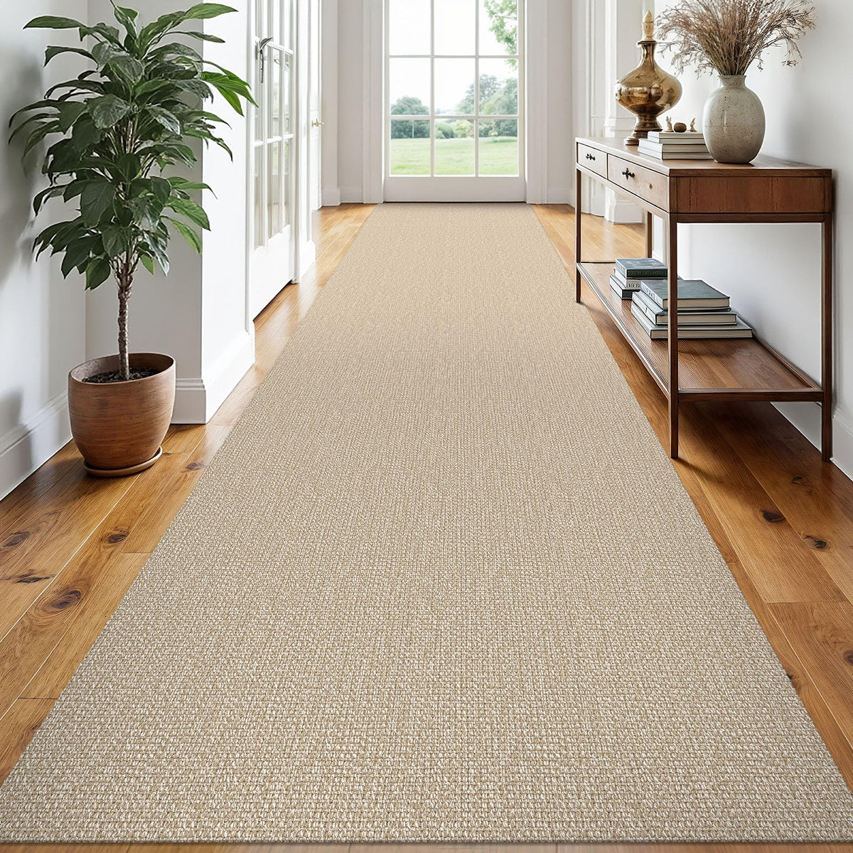 EARTHALL Washable Area Rug, Non Slip Entryway Rug, 4x6 Ft, Sand/Beige