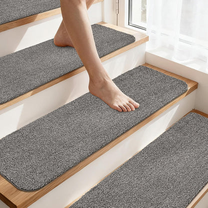 COSY HOMEER Stair Treads for Wooden Steps Non-Slip Carpet Mat,15pcs,Grey