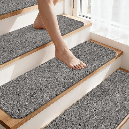 COSY HOMEER Stair Treads for Wooden Steps Non-Slip Carpet Mat,15pcs,Grey