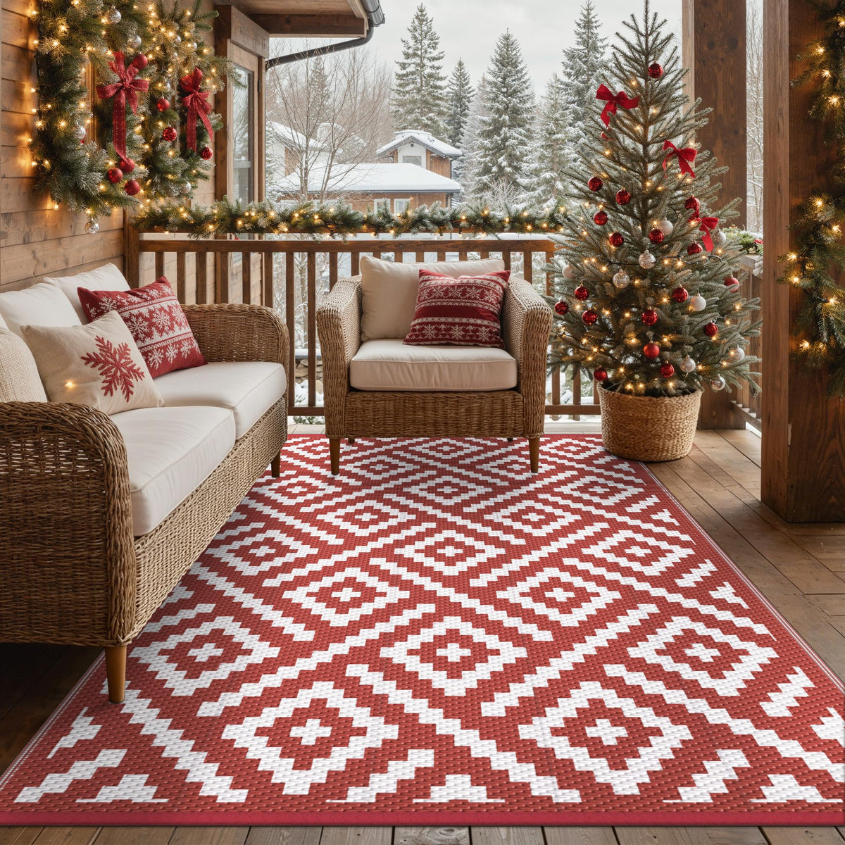 GENIMO Outdoor Rug, Waterproof Plastic Rugs for Patio, 5'x8' Cloud Grey
