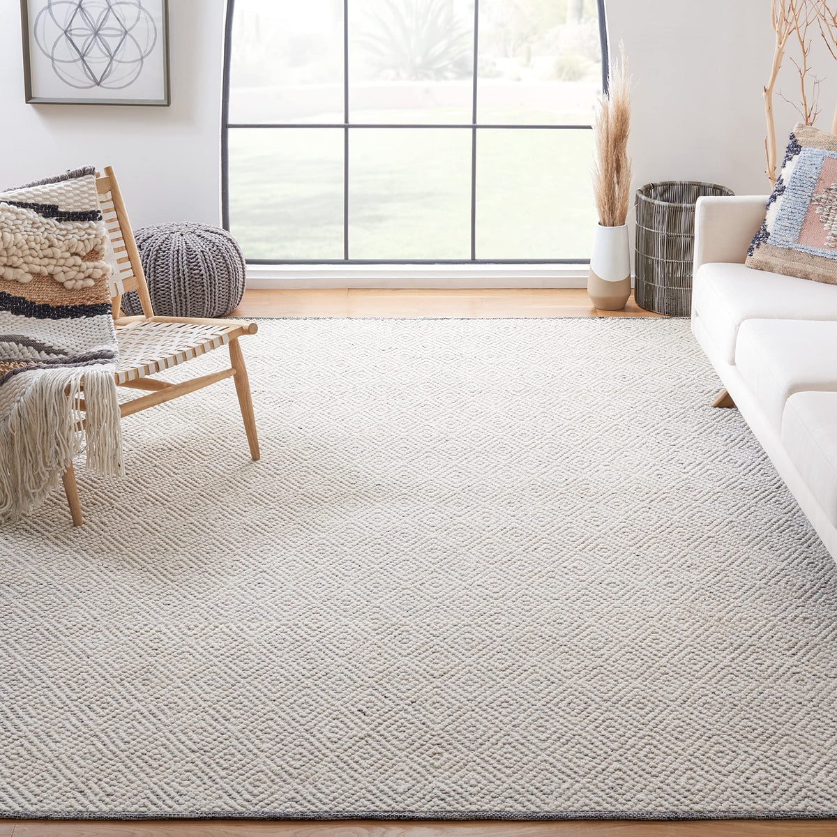 SAFAVIEH Natura Wool Area Rug 8'x10', Ivory & Light Grey NAT503A