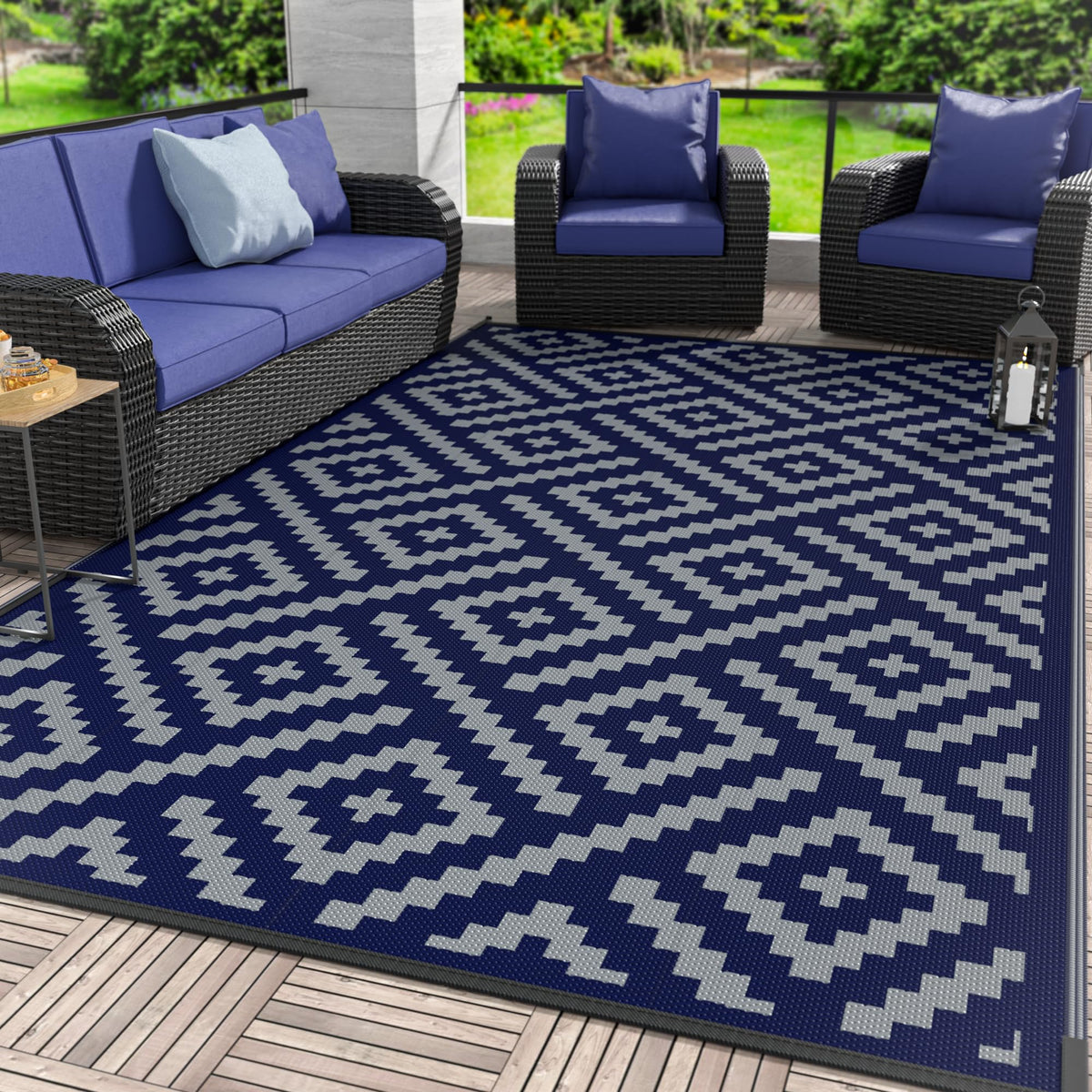 GENIMO Outdoor Rug, Waterproof Plastic Rugs for Patio, 5'x8' Cloud Grey