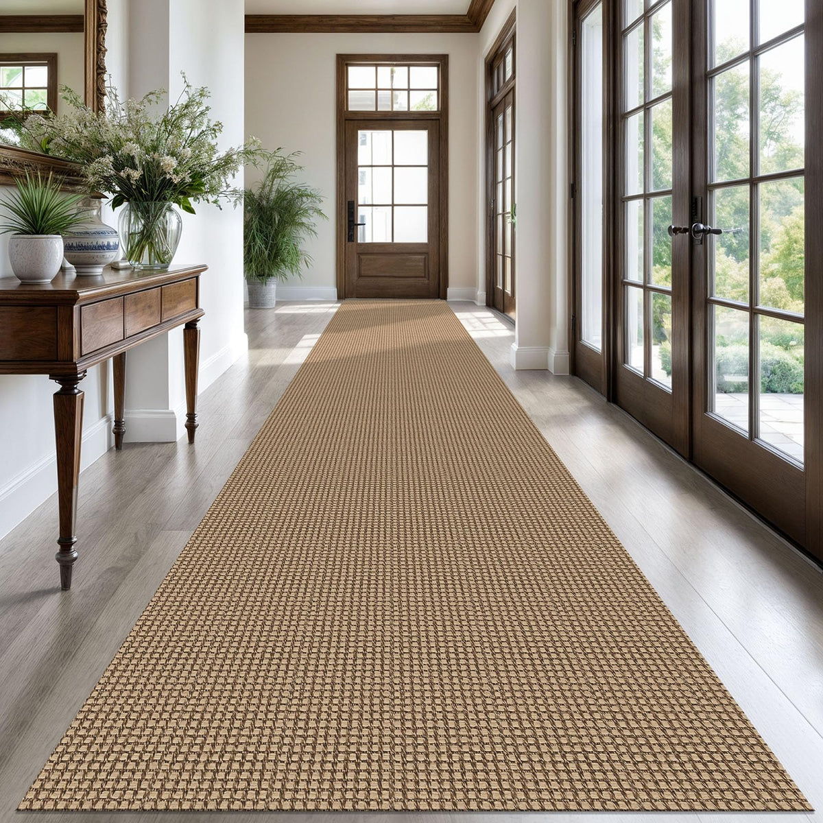 KOZYFLY Extra Long Runners for Hallways 3x20 ft Washable Kitchen Runner Non Slip Rubber Backed Hallway Rug Cotton Entryway Runner Rug Floor Carpet for Indoor Hall, Kitchen, Stair, Black/Dark Grey