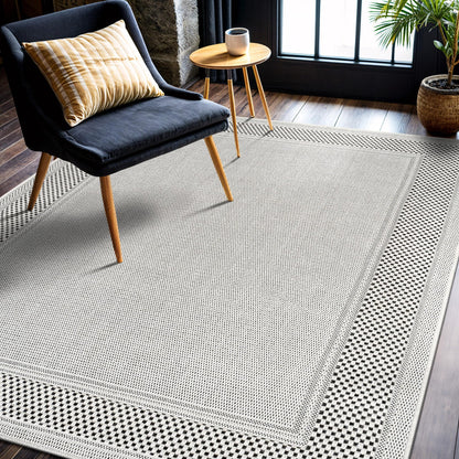 CAMILSON Easy Jute Rug 10x14, Indoor Outdoor Natural Color Fiber Area Rugs for Living Room Patio and Kitchen Rug, Sisal Boho Woven Design, Easy-Cleaning, Washable Outside Carpet Alfombras (10 x 14)