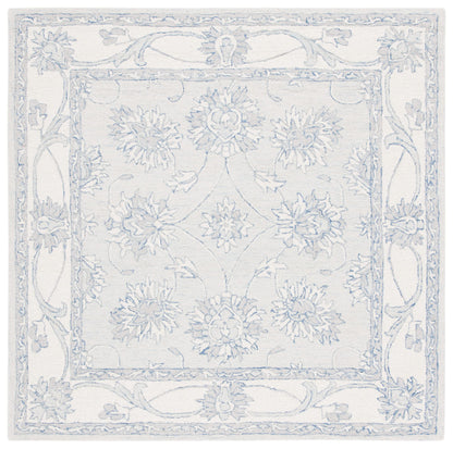 SAFAVIEH Micro-Loop Collection Area Rug - 6' x 9', Light Blue & Ivory, Handmade Wool, Ideal for High Traffic Areas in Living Room, Bedroom (MLP536L)