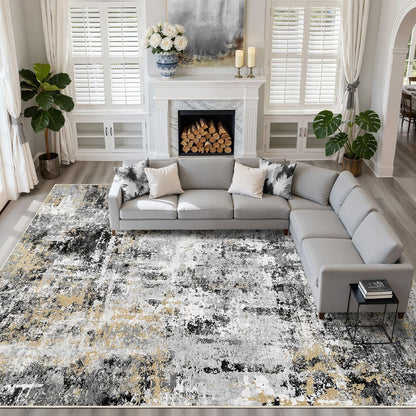 LOONGRUG 10x14 Area Rugs Washable Large Neutral Modern Living Room Rug