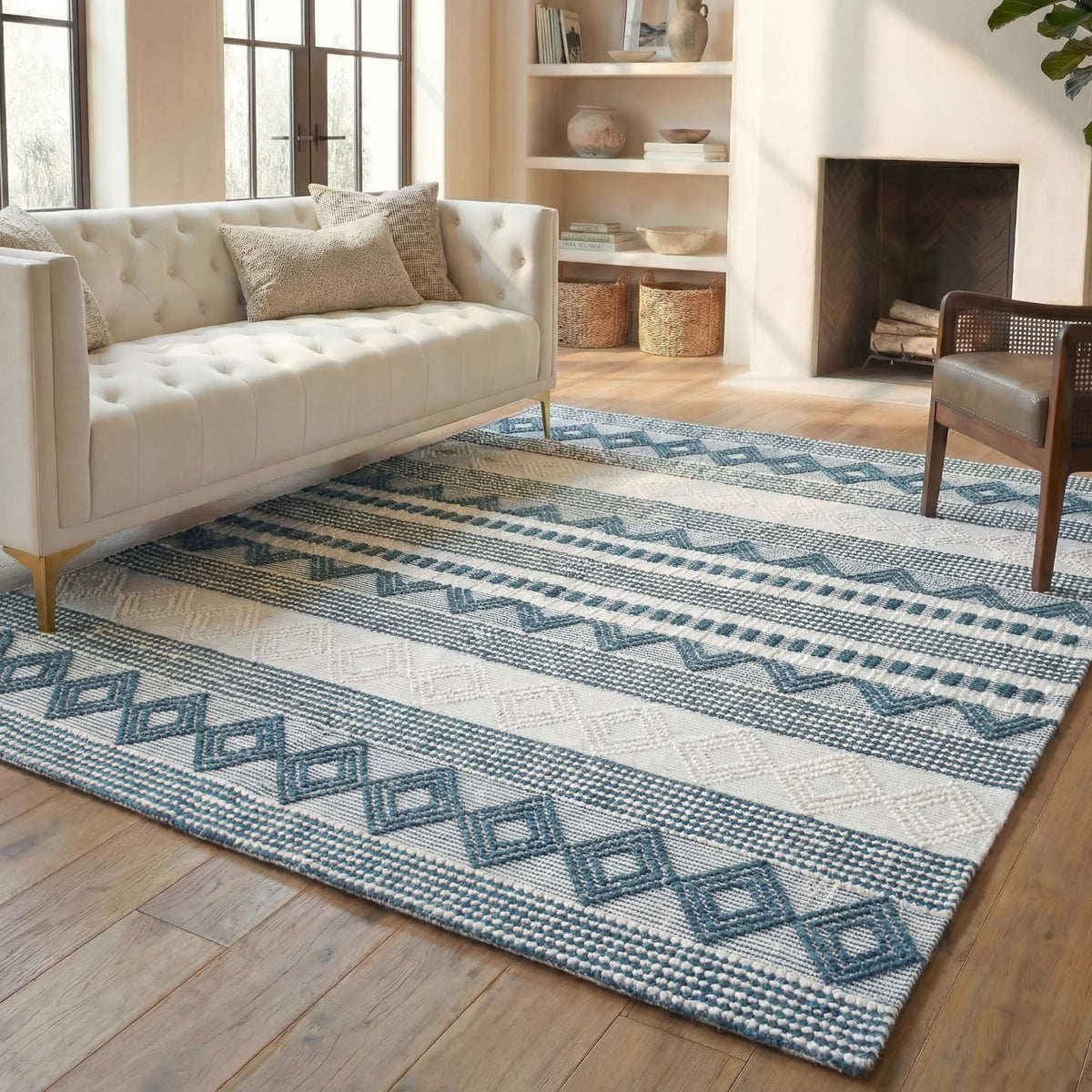 SAFAVIEH Natura Wool Area Rug 3'x5', Soft Plush Boho Grey & Ivory NAT102A
