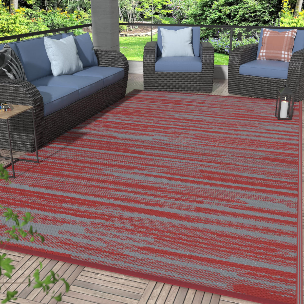 GENIMO Outdoor Rug, Waterproof Plastic Rugs for Patio, 5'x8' Cloud Grey