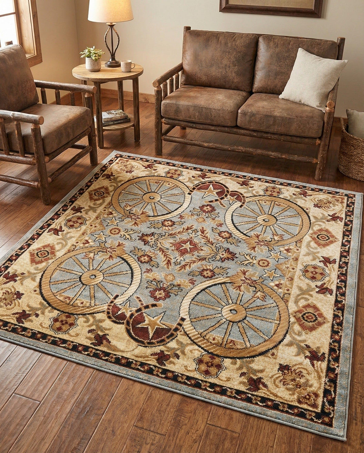 Rugs.com - Pioneer Rug – 5 Ft Square Ivory Easy-Clean Rug – Rustic Decor for Living Rooms, Bedrooms, and Entryways