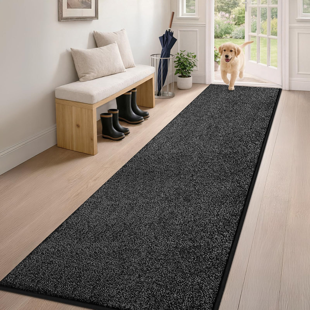 PURRUGS Dirt Trapping Indoor Door Mat, 34" x 59", Charcoal