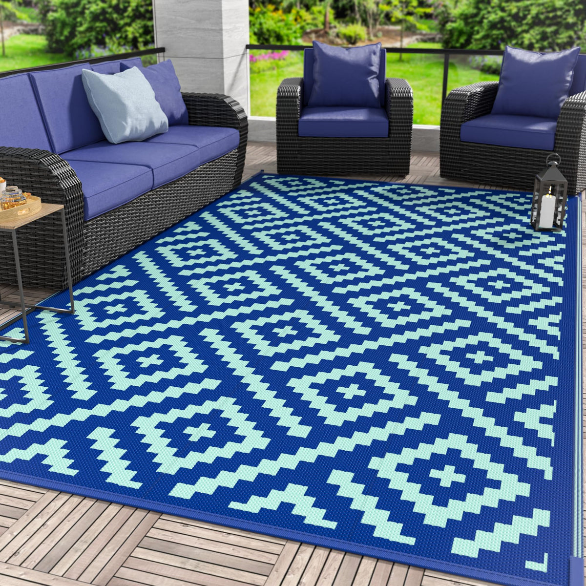 GENIMO Outdoor Rug, Waterproof Plastic Rugs for Patio, 5'x8' Cloud Grey