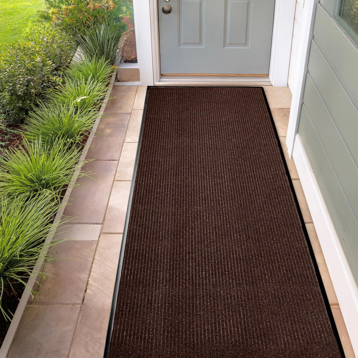 MaxMat® Heavy Duty Entry Floor Mat - Large Commercial, Indoor/Outdoor, Waterproof, Easy to Clean, Low-Profile Door Mat (4 x 6 Feet, Brown, MXM-RIB0046BR)