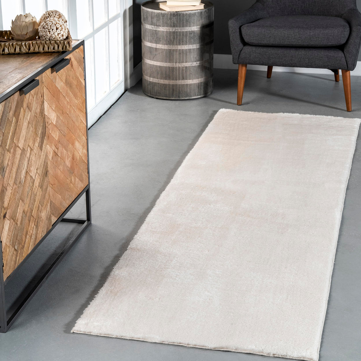 nuLOOM Loni Off White Solid Washable Area Rug, 8' x 10'