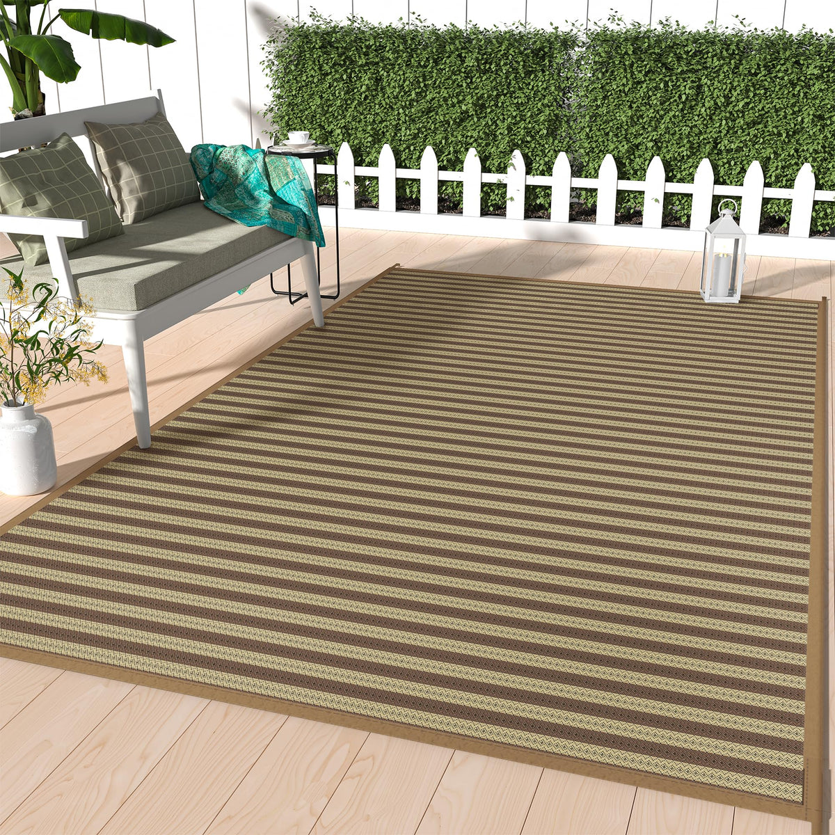GENIMO Outdoor Rug, Waterproof Plastic Rugs for Patio, 5'x8' Cloud Grey