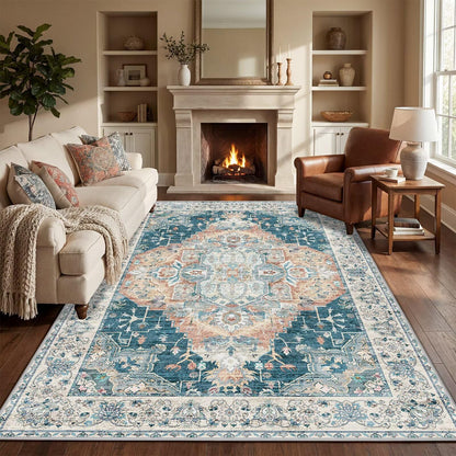 Washable 6x9 Area Rug for Living Room, Non-Slip Large Grey Bedroom Rugs