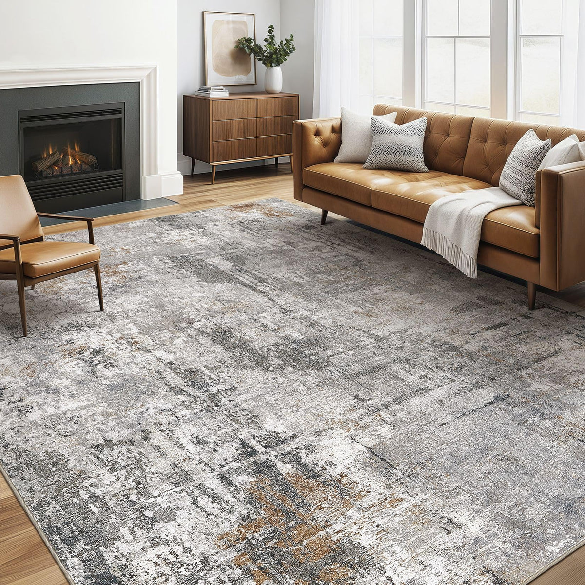 LOONGRUG 10x14 Area Rugs Washable Large Neutral Modern Living Room Rug