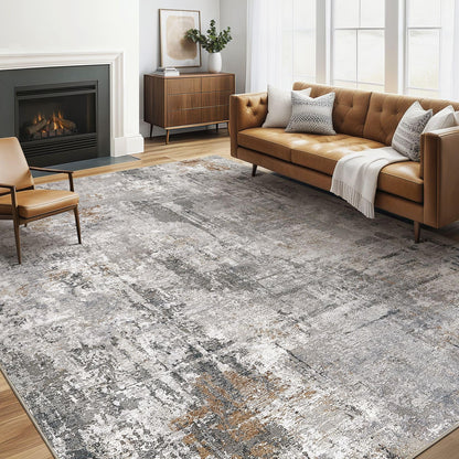 LOONGRUG 10x14 Area Rugs Washable Large Neutral Modern Living Room Rug