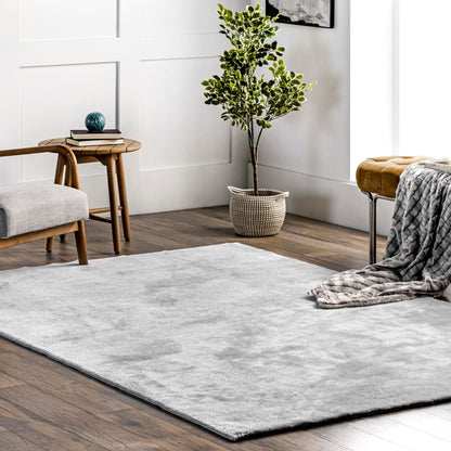 nuLOOM Loni Off White Solid Washable Area Rug, 8' x 10'