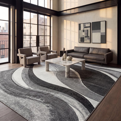 SAFAVIEH Hollywood Area Rug 10'6"x14', Modern Grey & Blue HLW766F