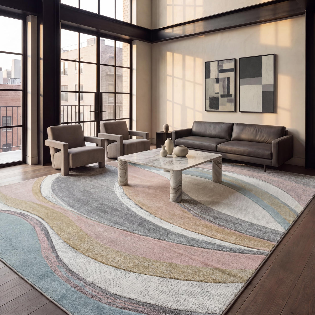 SAFAVIEH Hollywood Area Rug 10'6"x14', Modern Grey & Blue HLW766F