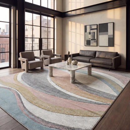 SAFAVIEH Hollywood Area Rug 10'6"x14', Modern Grey & Blue HLW766F