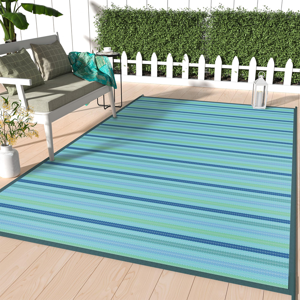 GENIMO Outdoor Rug, Waterproof Plastic Rugs for Patio, 5'x8' Cloud Grey